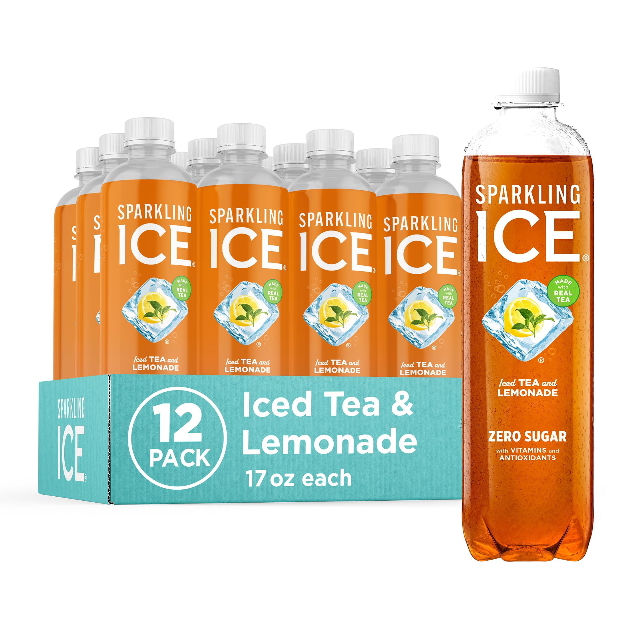 Sparkling Ice frente botella con té y limonada, refresco sin azúcar beneficioso