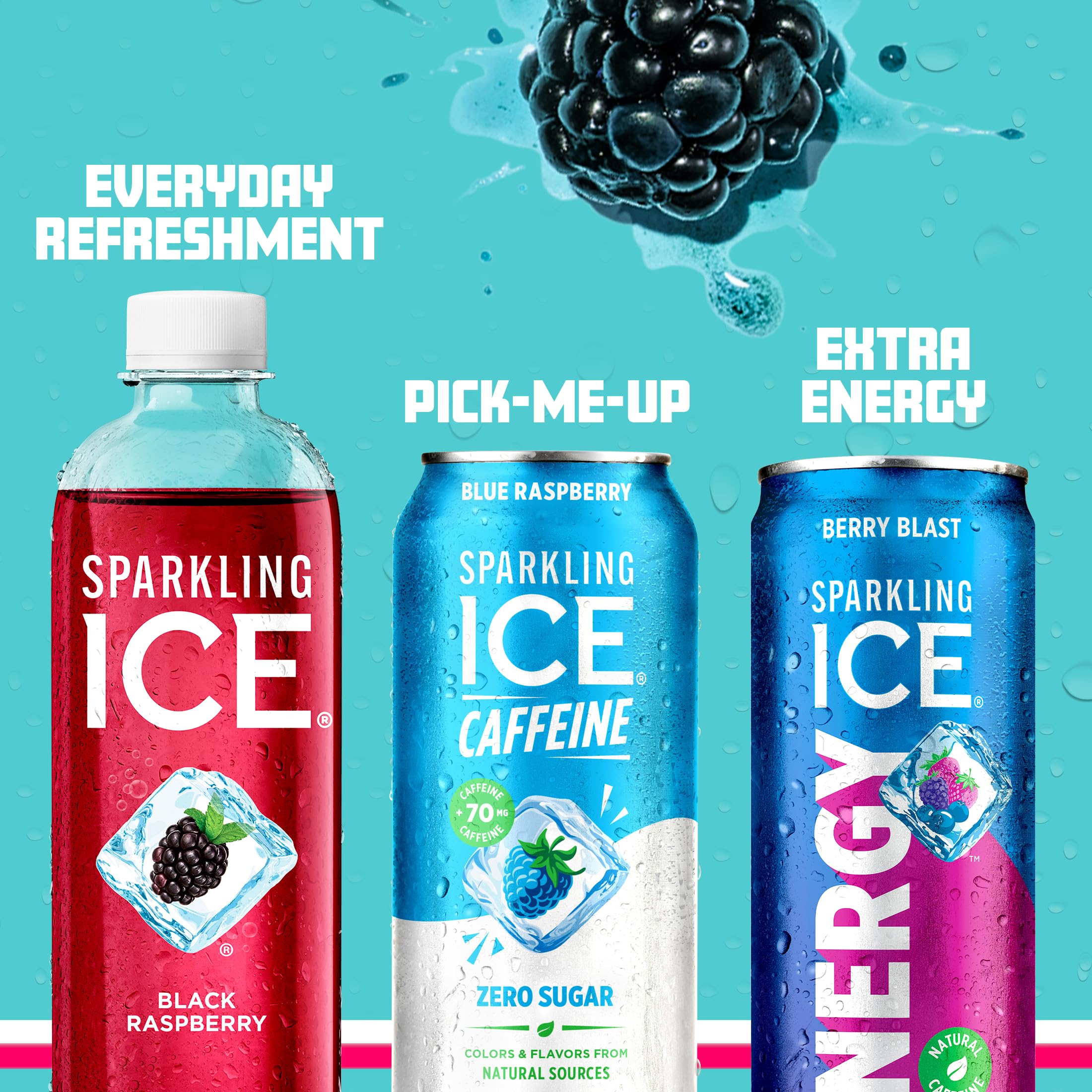 Sparkling Ice lata abierta con espuma, lista para beber y refrescar