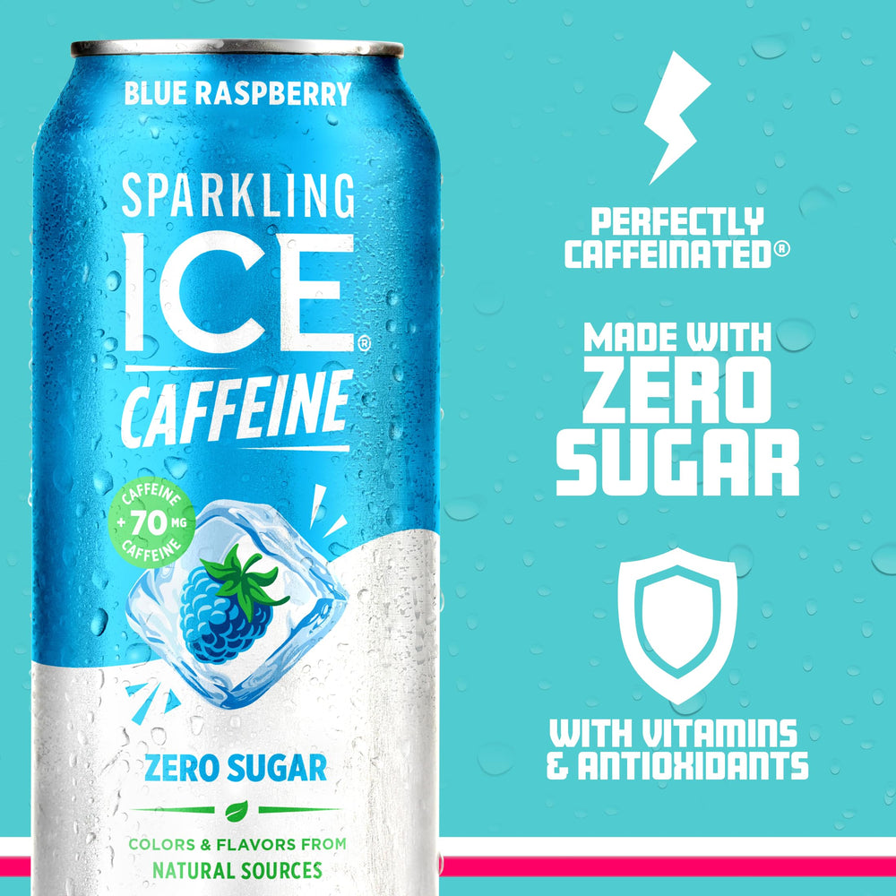 Sparkling Ice lata en mano para comparar tamaño y fácil transporte