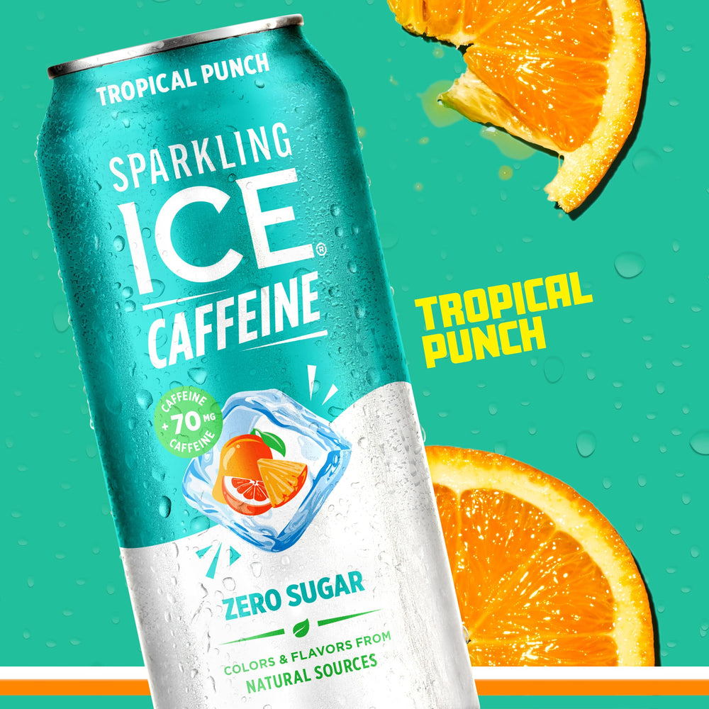 Sparkling Ice pack de 12 latas Tropical Punch en presentación apilada y lista para almacenar