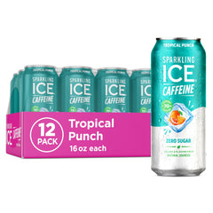 Sparkling Ice lata frontal Tropical Punch mostrando el diseño y atractivo del envase