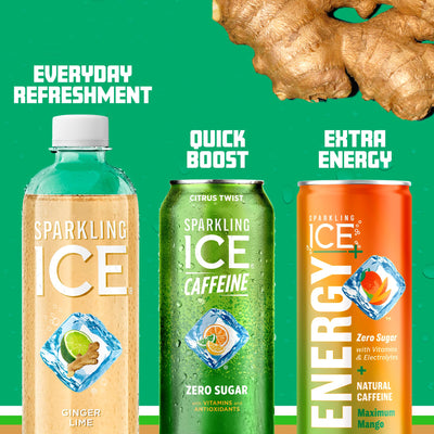 Sparkling Ice vista lateral ingredientes y colores naturales visibles