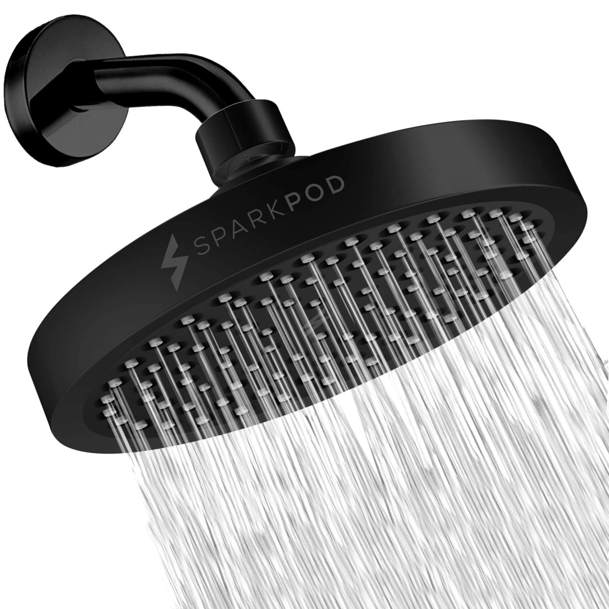SparkPod vista frontal del cabezal mostrando diseño negro mate y elegancia
