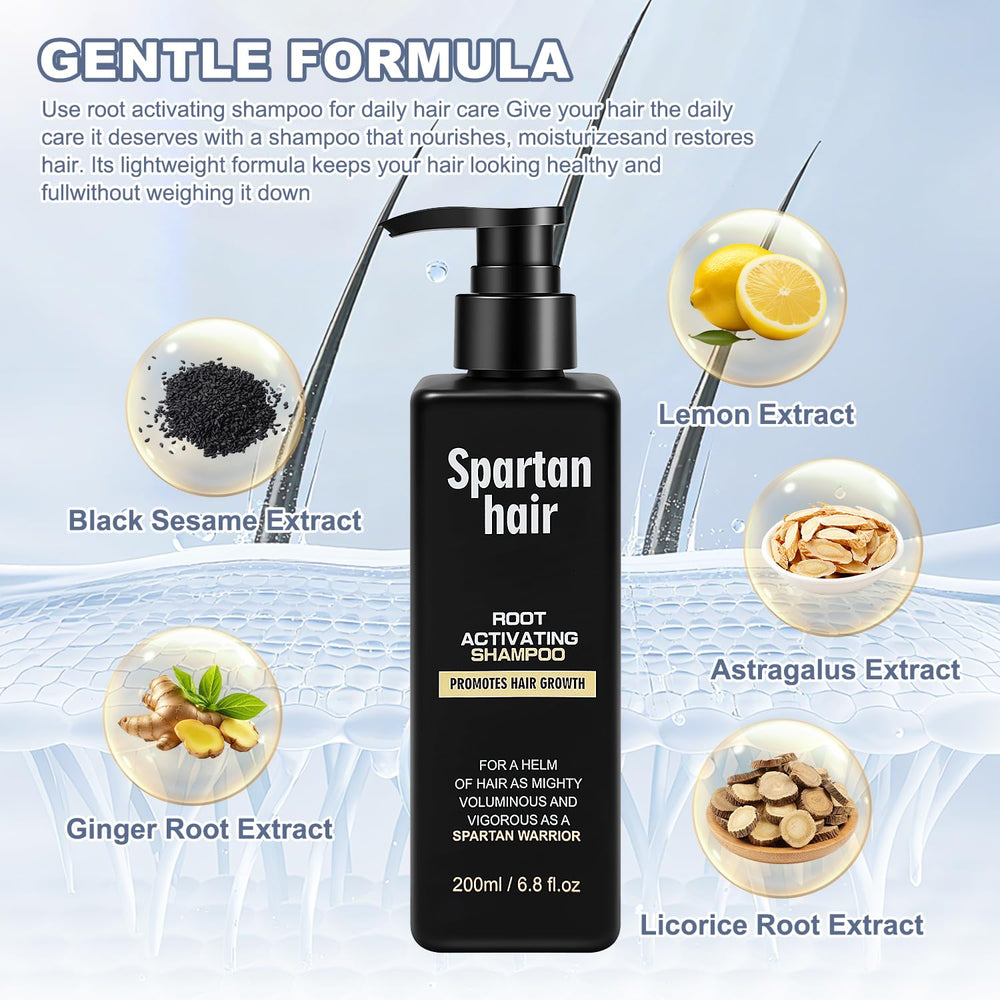 SPARTAN HAIR dispensador en acción aplicando champú para uso práctico