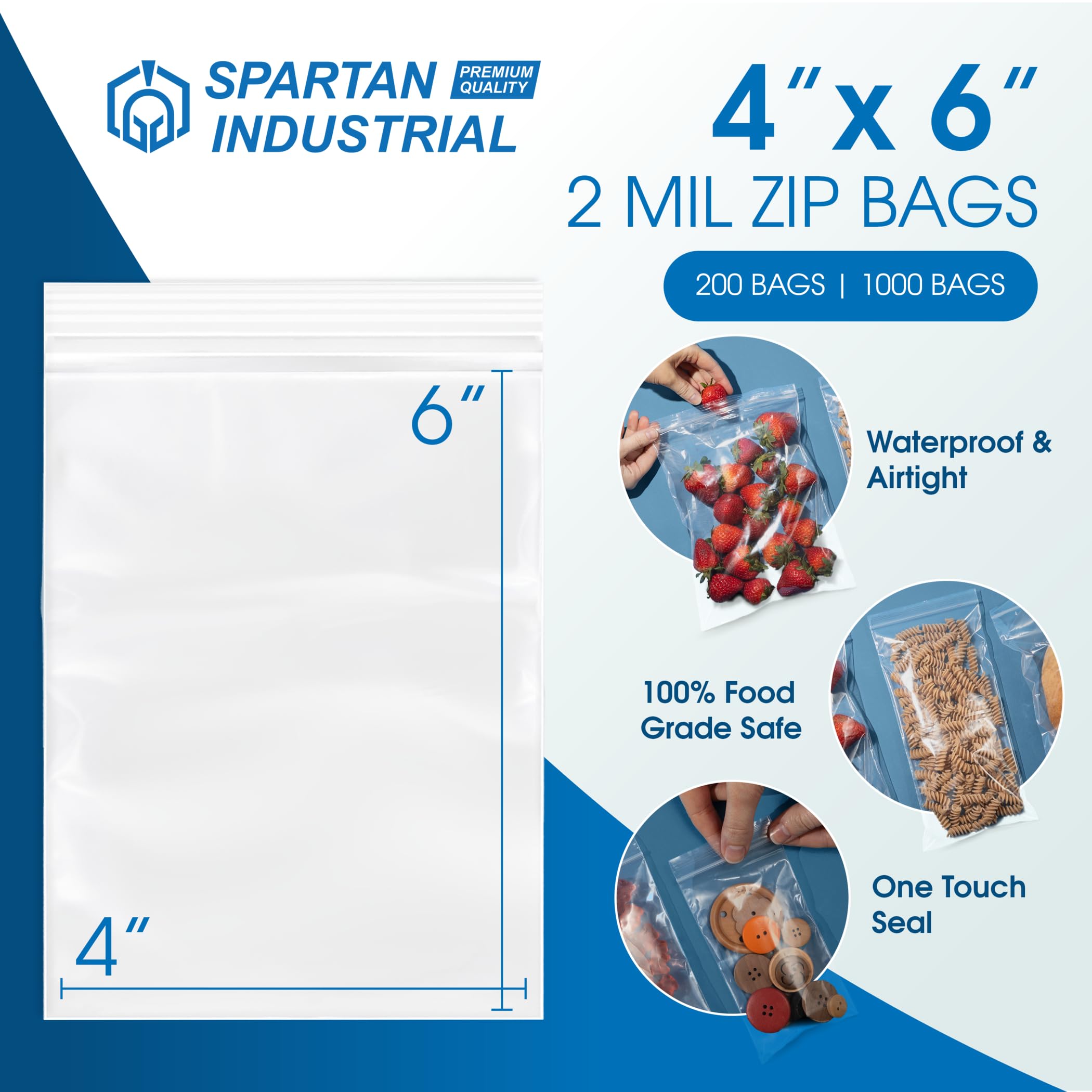Spartan Industrial cierre zip hermético mostrando el sello y protección contra humedad