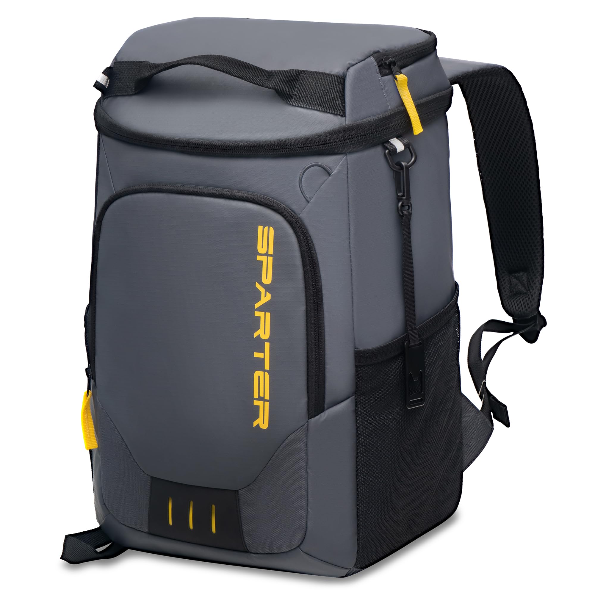 SPARTER backpack cooler front view showing ergonomic straps and compact profile