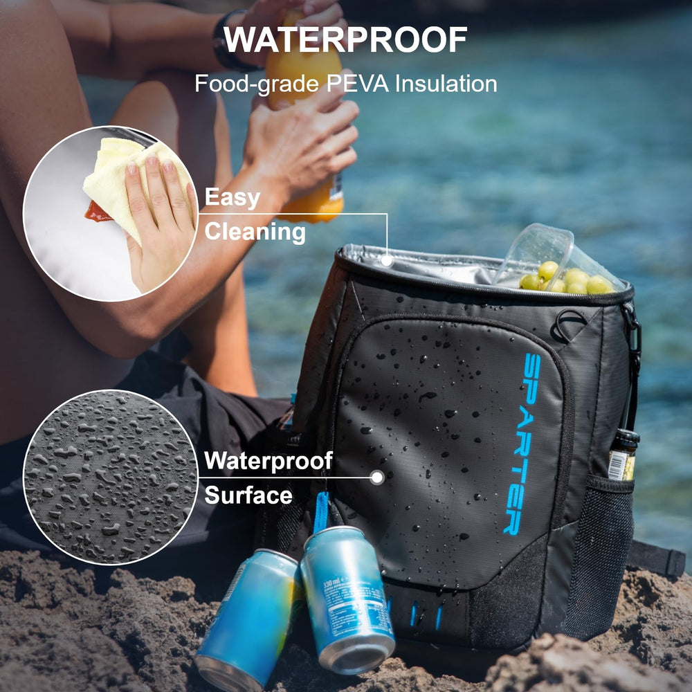 SPARTER mochila nevera en la playa, transporte cómodo y bebidas frías todo el día