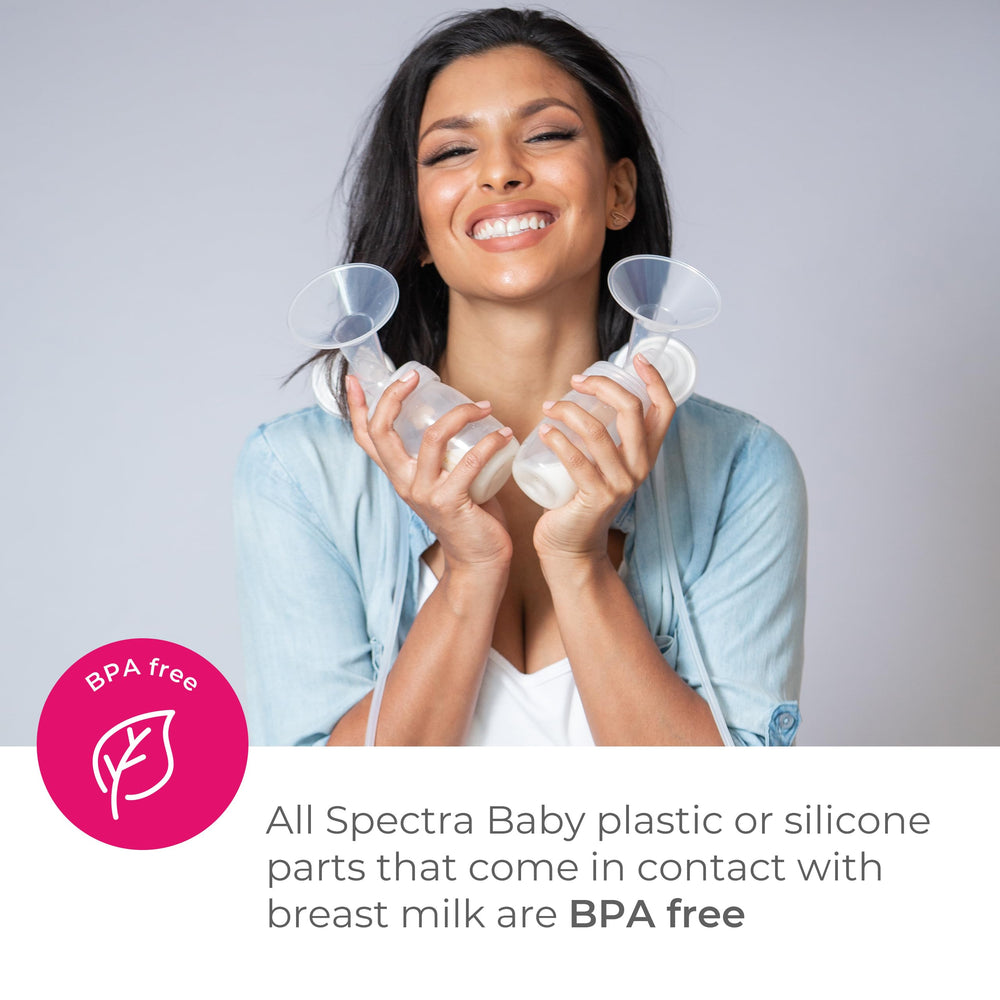 SPECTRA protector junto a botella de leche enfatizando higiene segura