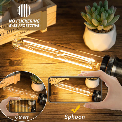 Sphoon etiqueta con especificaciones E26 6W 2700K, información clara