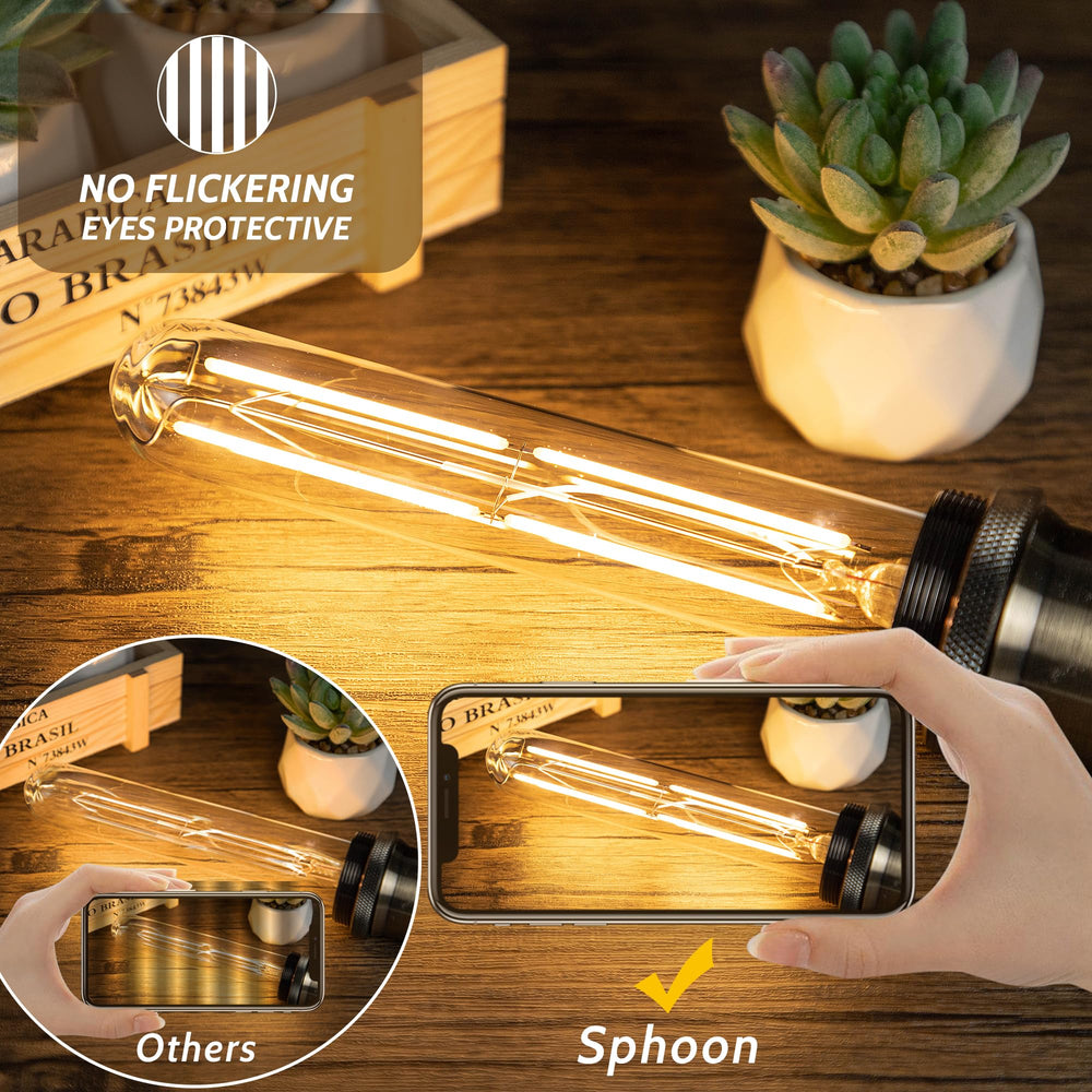 Sphoon etiqueta con especificaciones E26 6W 2700K, información clara