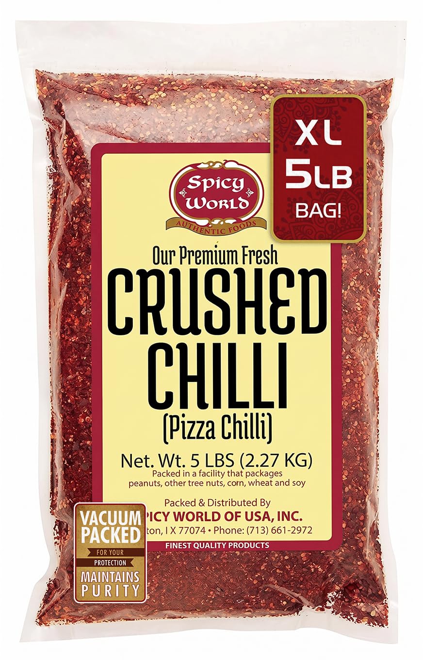 Spicy World front packaging shows 5 pound bulk bag and clear labeling benefits
