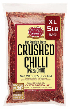 Spicy World front packaging shows 5 pound bulk bag and clear labeling benefits