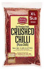 Spicy World front packaging shows 5 pound bulk bag and clear labeling benefits