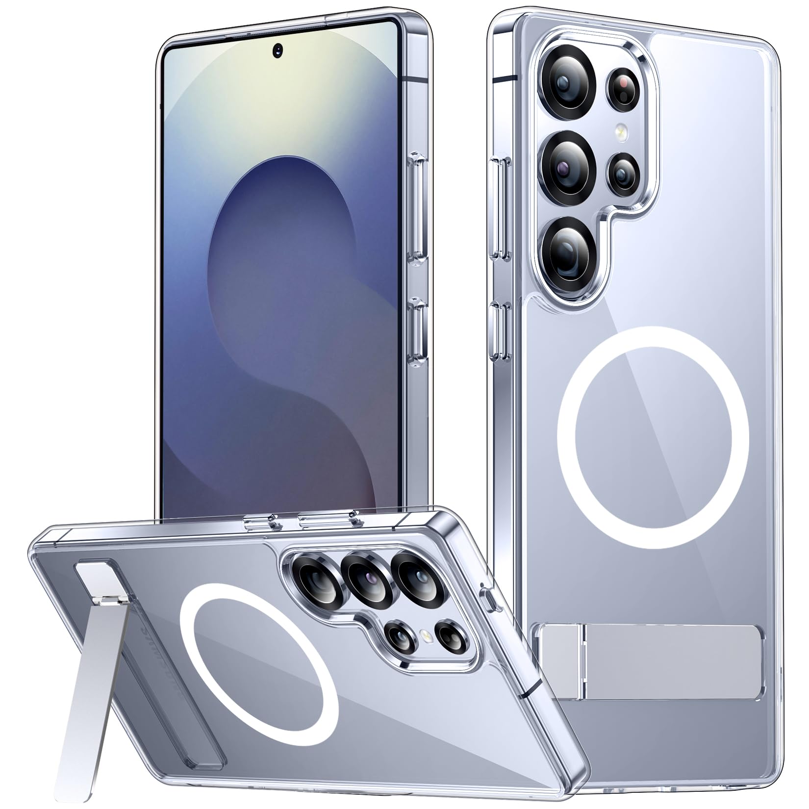 SPIDERCASE funda frontal transparente que muestra el diseño del Galaxy S25 Ultra y protege