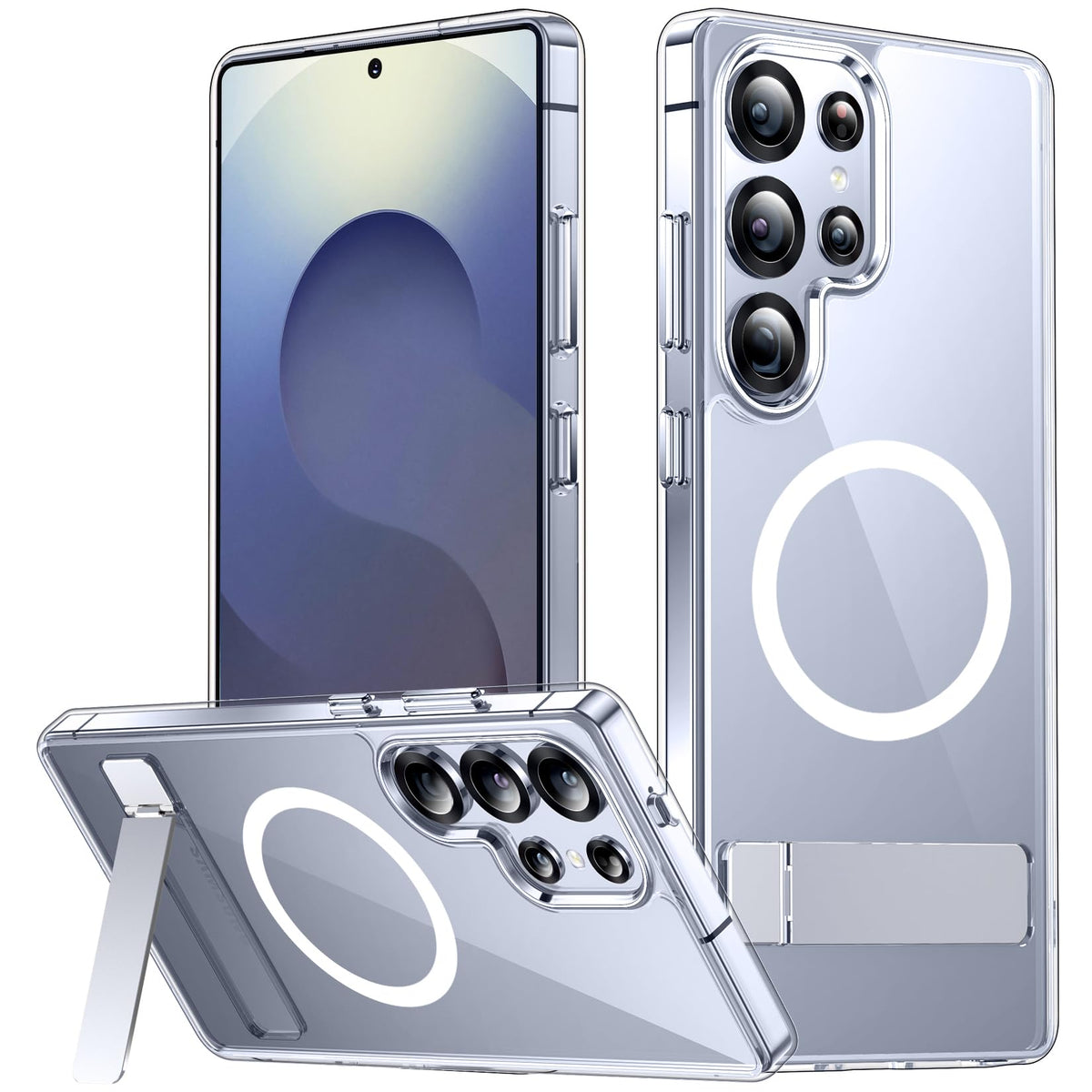 SPIDERCASE funda frontal transparente que muestra el diseño del Galaxy S25 Ultra y protege