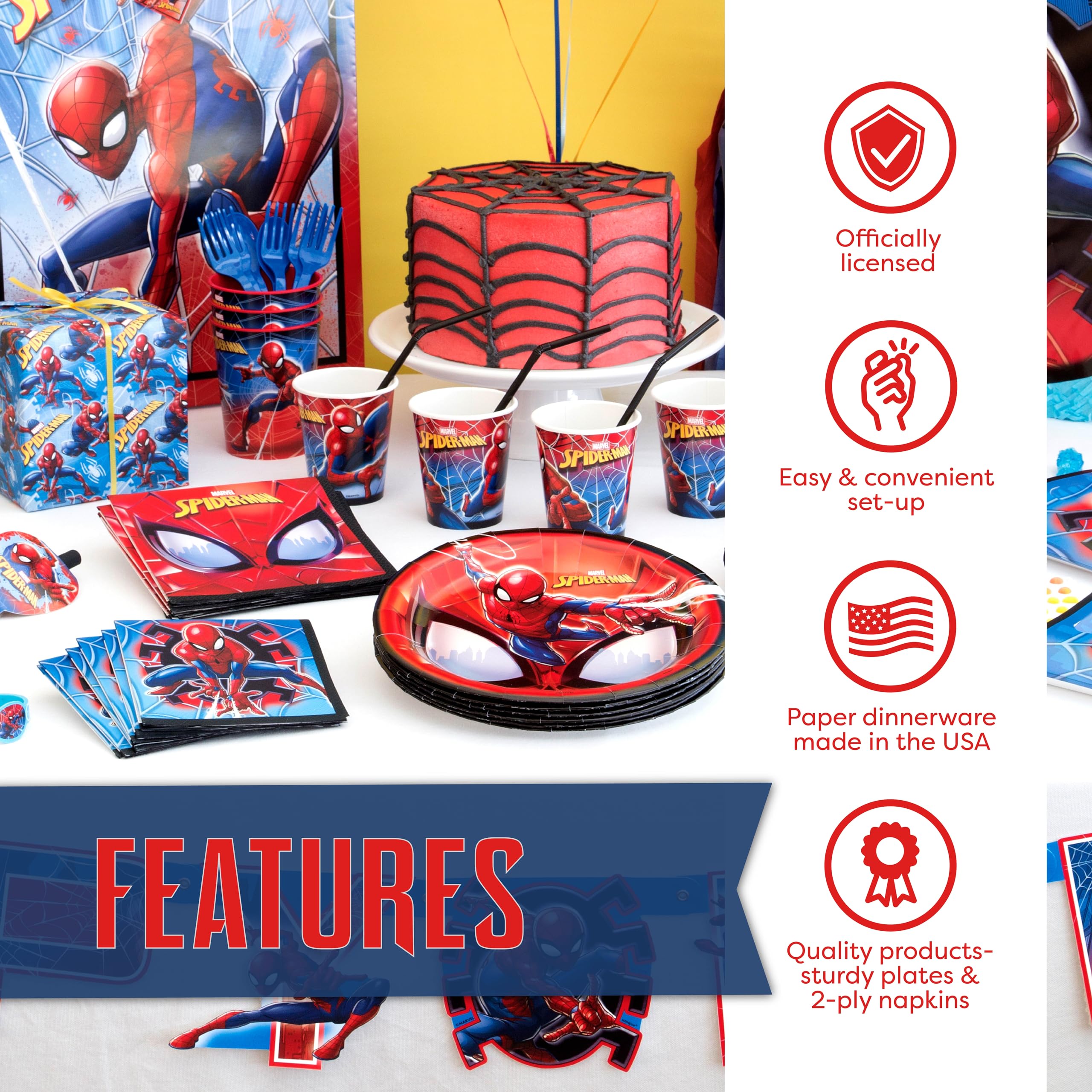 Unique platos y servilletas Spiderman resistentes listos para servir