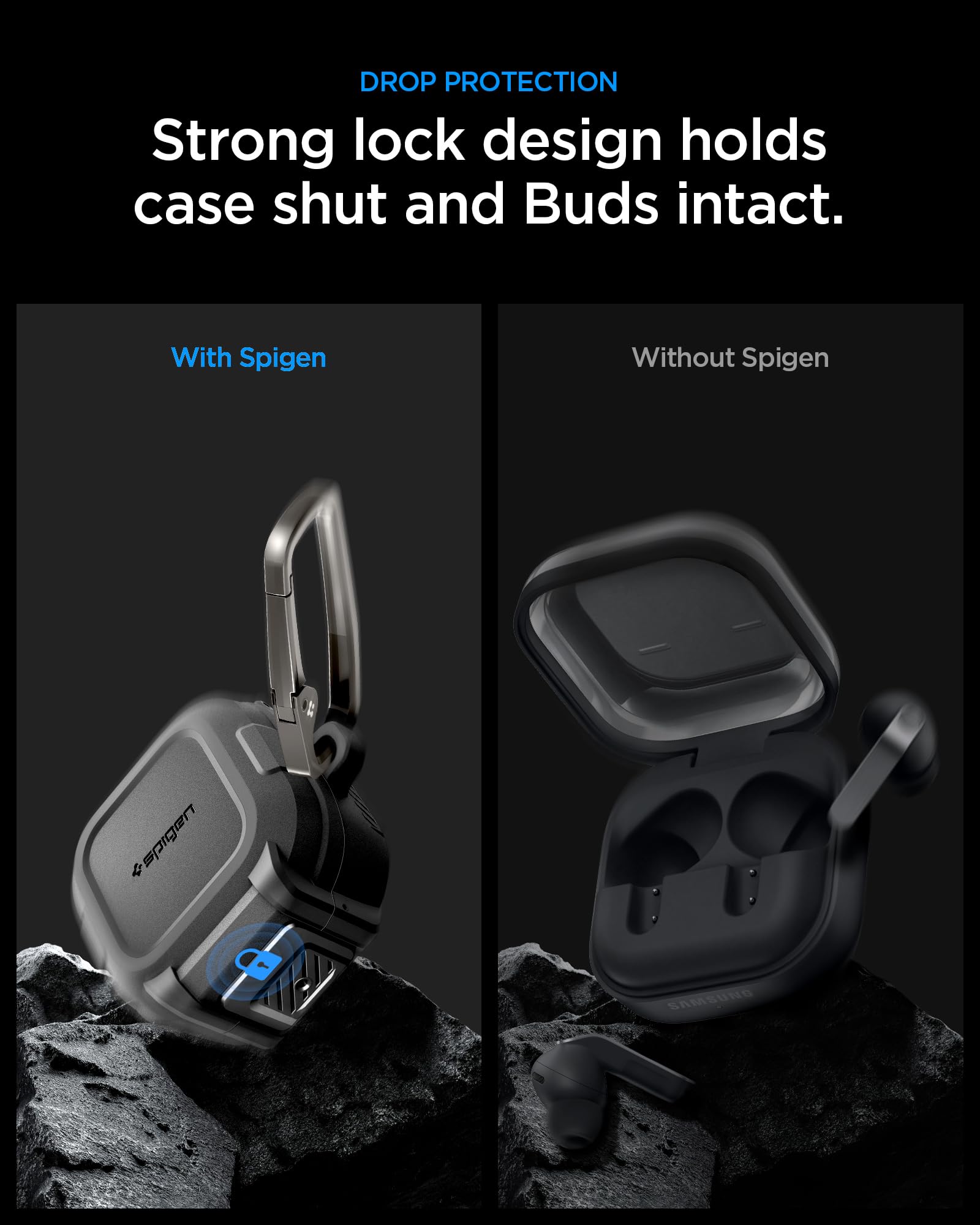 Spigen funda en mano mostrando tamaño y facilidad de transporte