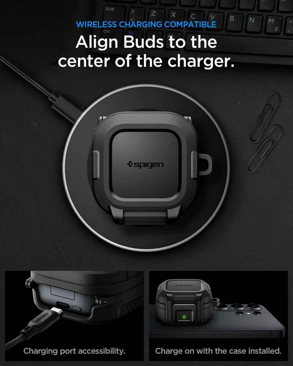 Spigen funda enganchada en mochila durante actividad urbana