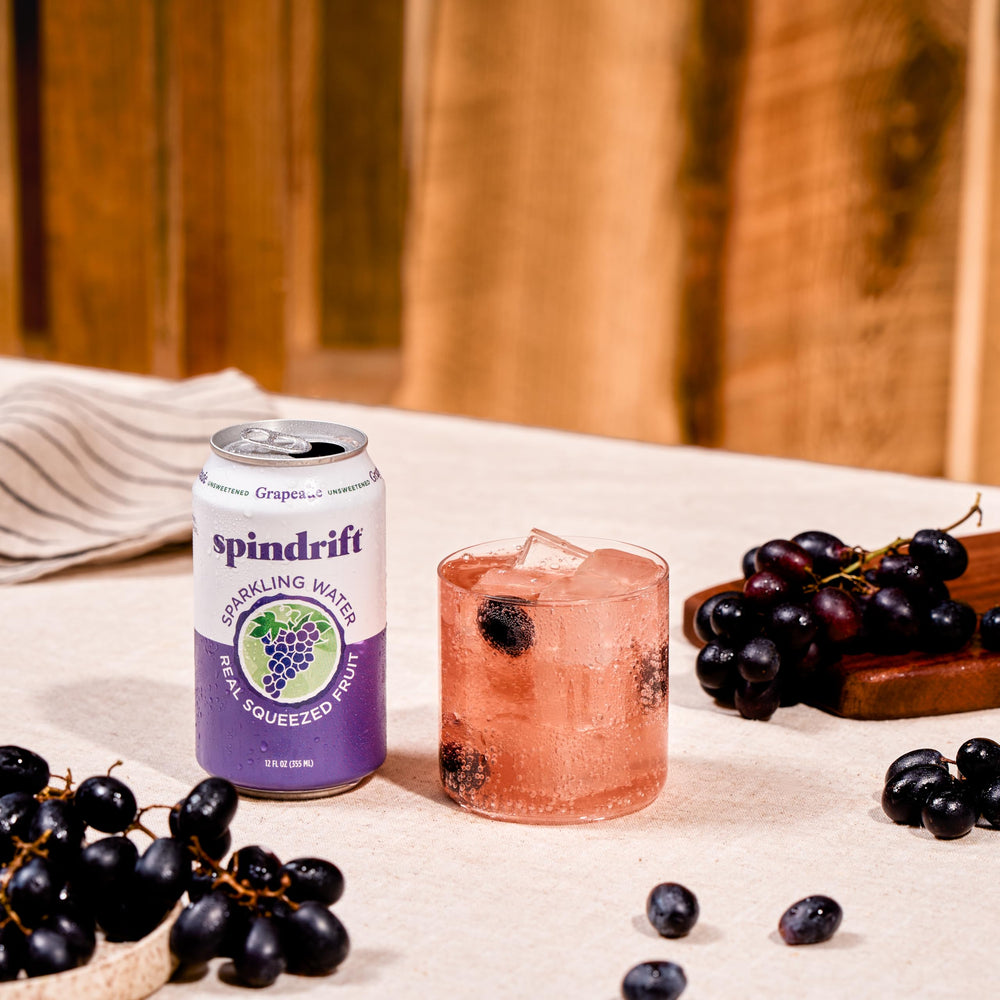 Spindrift etiqueta con certificados Gluten-Free y Non-GMO visibles