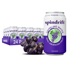 Spindrift Grapeade frente de lata mostrando diseño y frescura