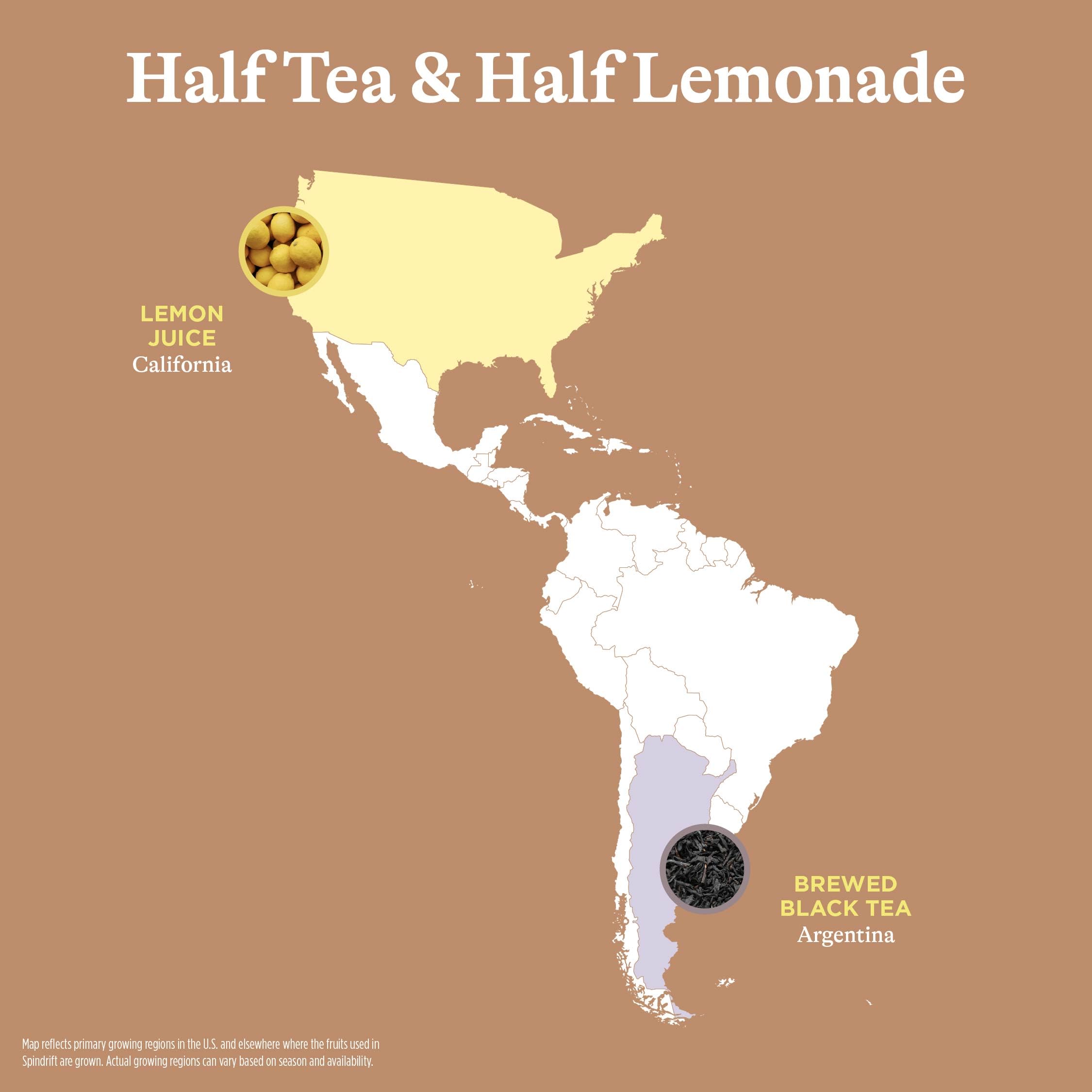 Spindrift close-up label highlighting real squeezed lemon and tea