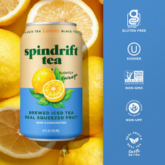Spindrift lata en mano para comparar tamaño y facilidad de transporte