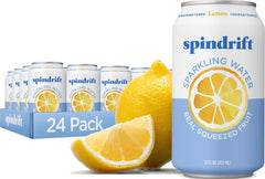 Spindrift lata frontal mostrando diseño y frescura de limón