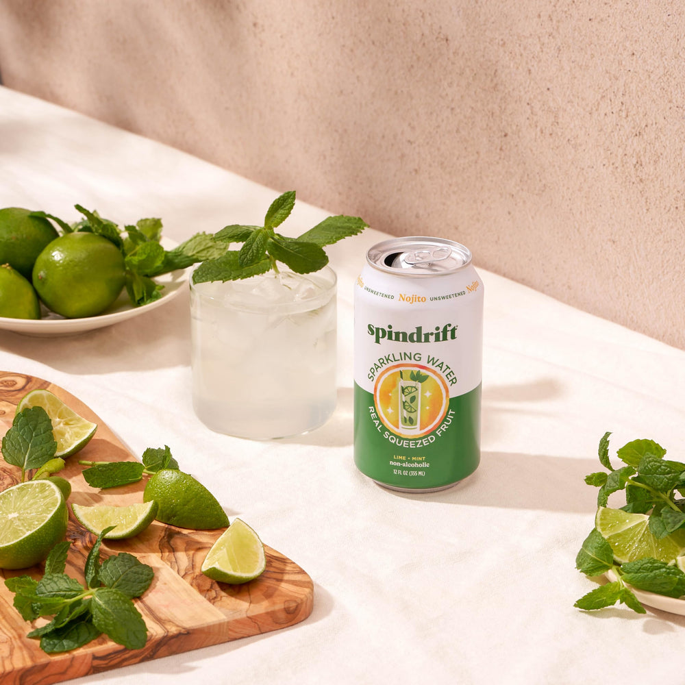Detalle de etiqueta y información nutricional de Spindrift Nojito