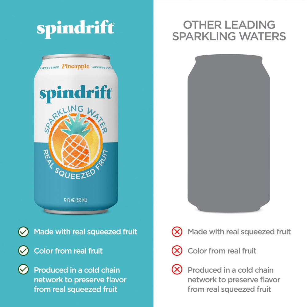 Spindrift etiqueta con lista de ingredientes y certificaciones visibles