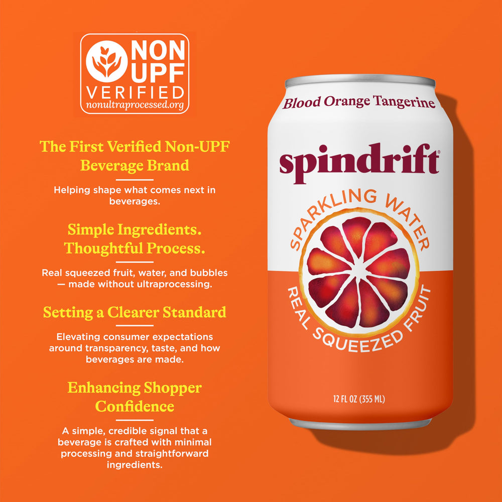 Spindrift comparación de tamaño con vaso para escala visual