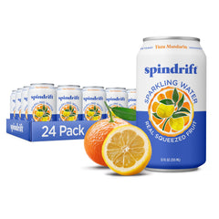 Spindrift vista frontal de lata con yuzu mandarina y refresco real