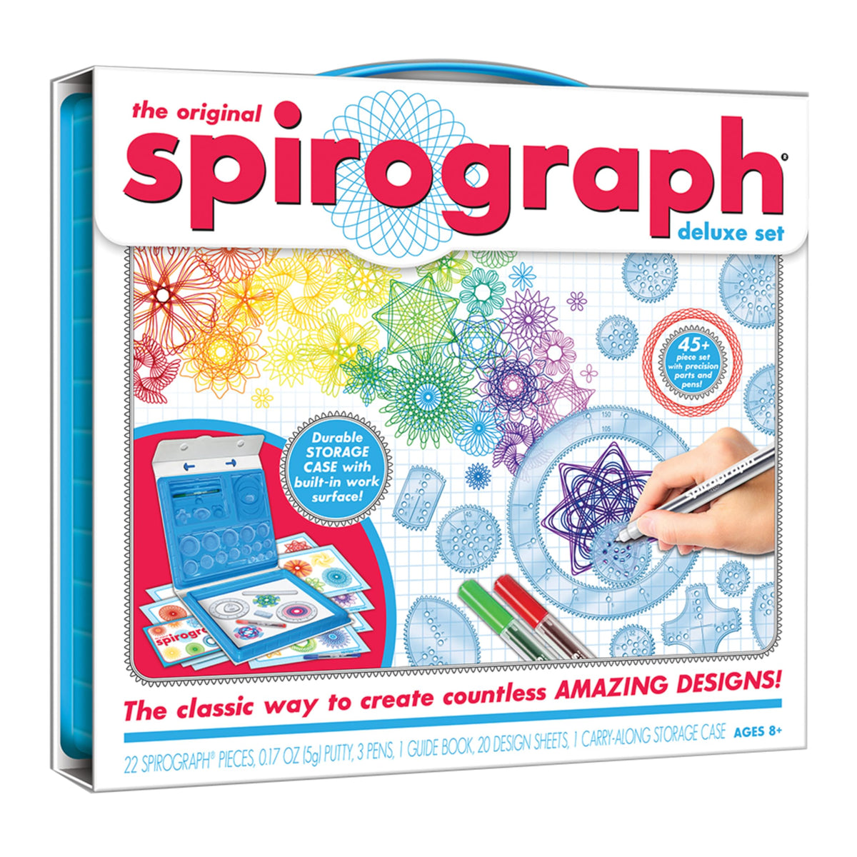 Spirograph estuche frontal con piezas organizadas y fácil transporte