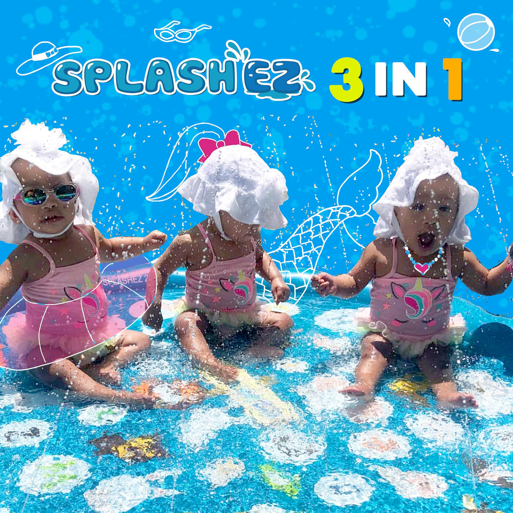 SplashEZ escala junto a un bebé para mostrar tamaño y profundidad apta para menores