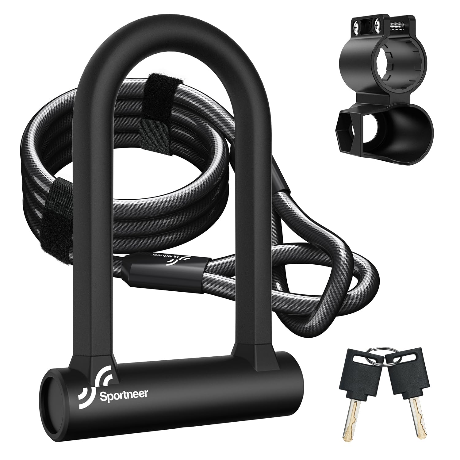 Sportneer candado U frontal mostrando robustez y protección antirrobo