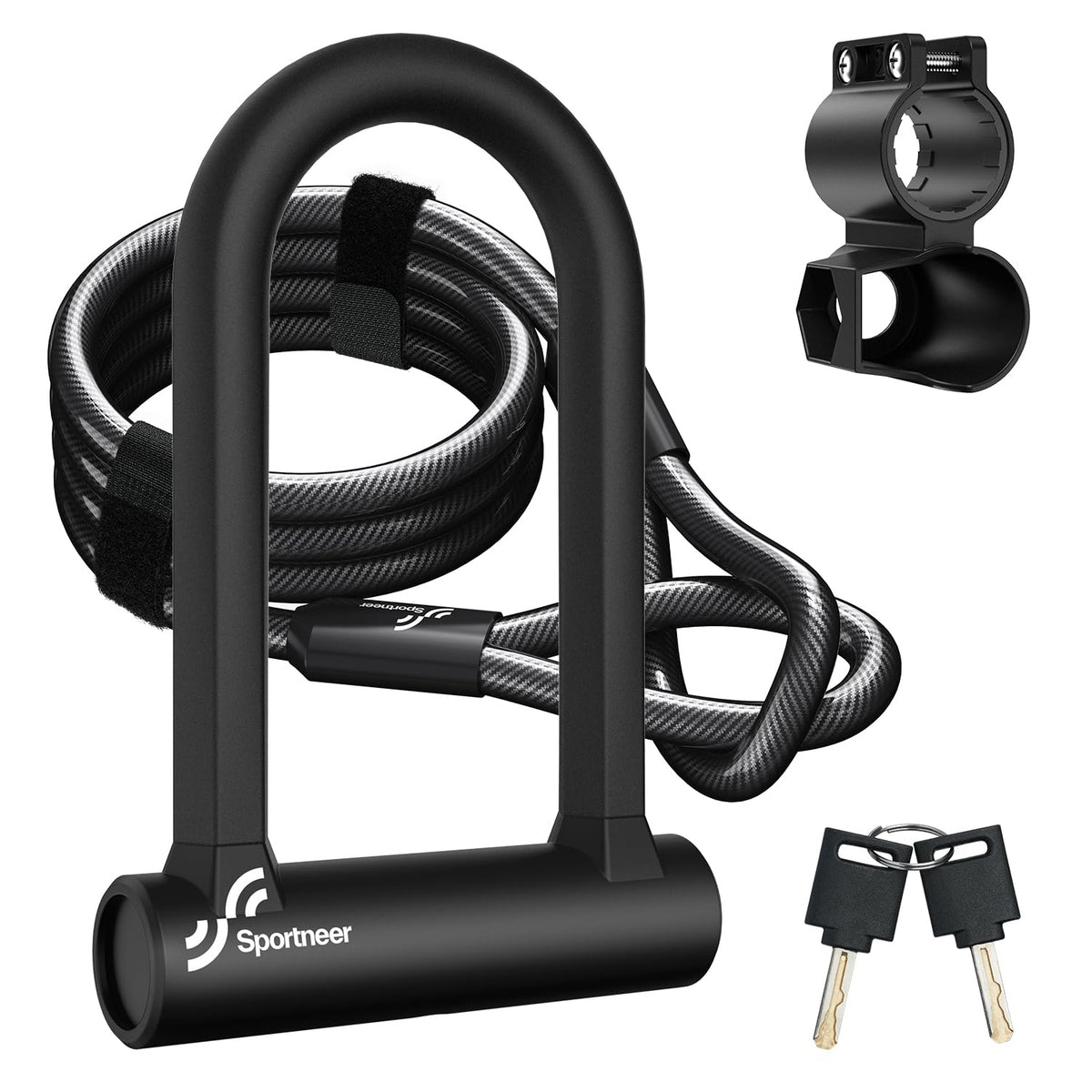 Sportneer candado U frontal mostrando robustez y protección antirrobo