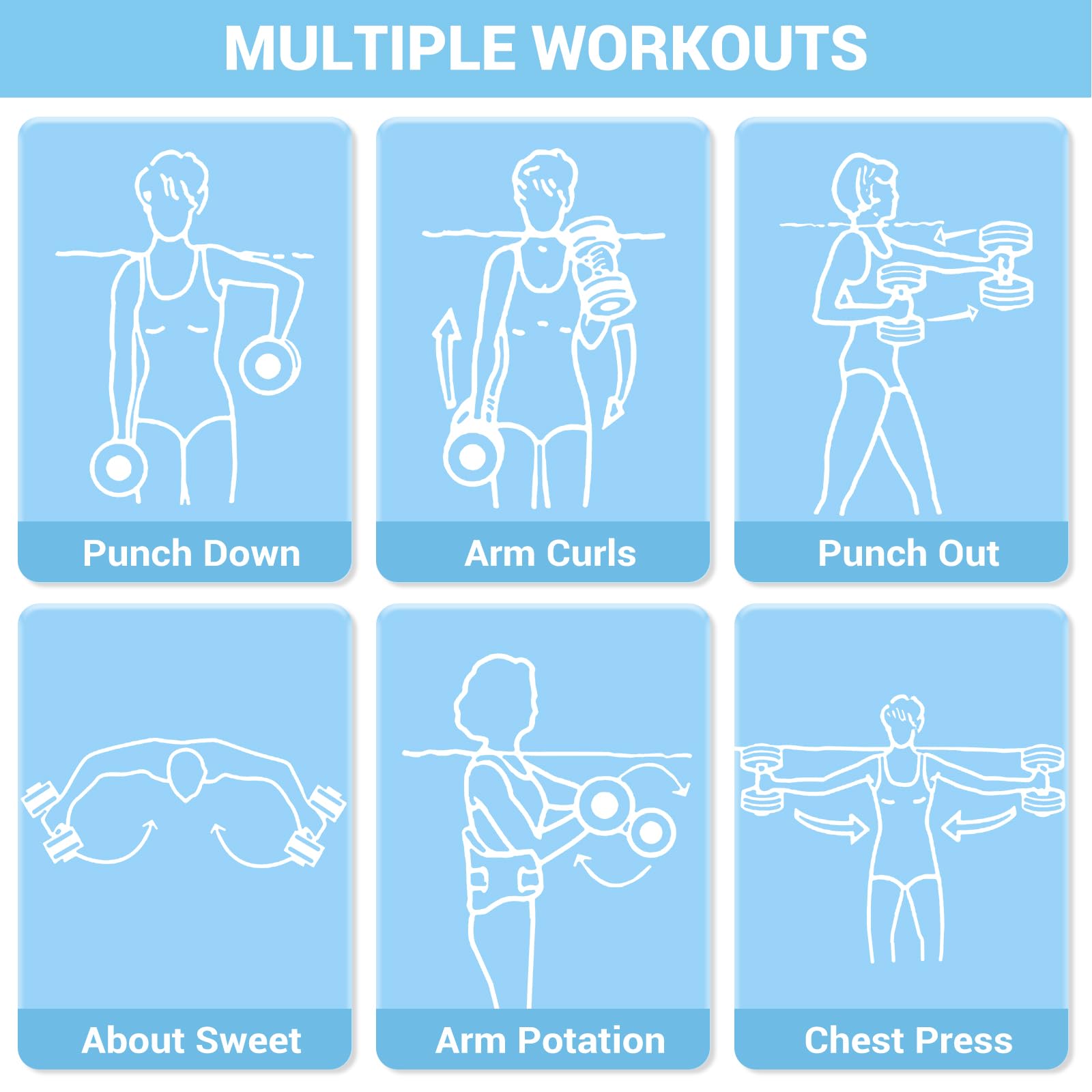 Sportneer in-pool demonstration of aqua dumbbells boosting workout intensity