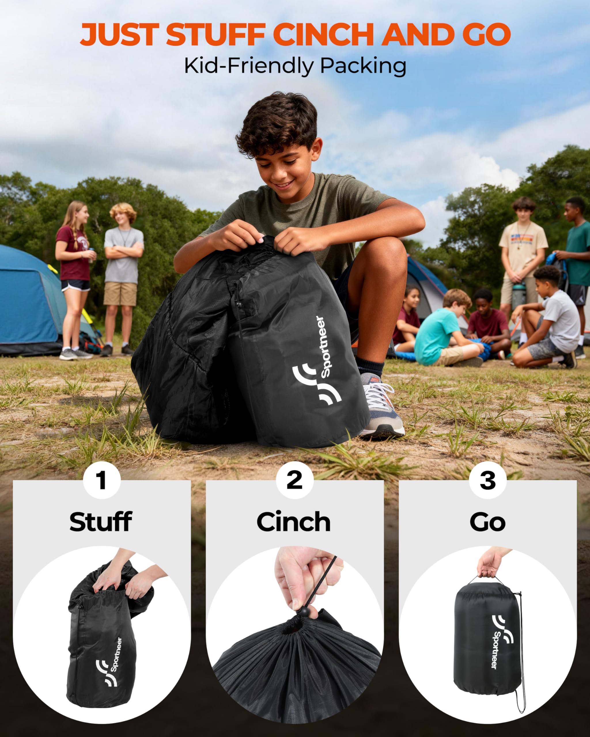 Sportneer saco plegado en funda, fácil transporte y almacenamiento