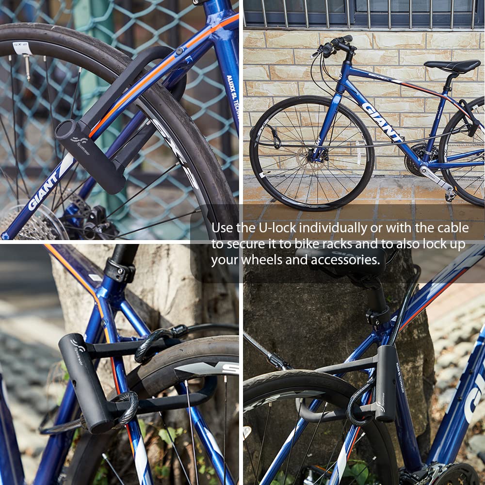 Sportneer candado en bicicleta urbana demostrando uso cotidiano seguro