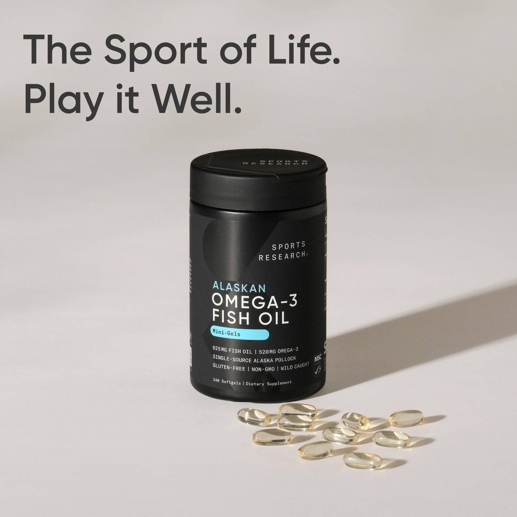 Sports Research aceite derivado de Alaska Pollock, origen sostenible