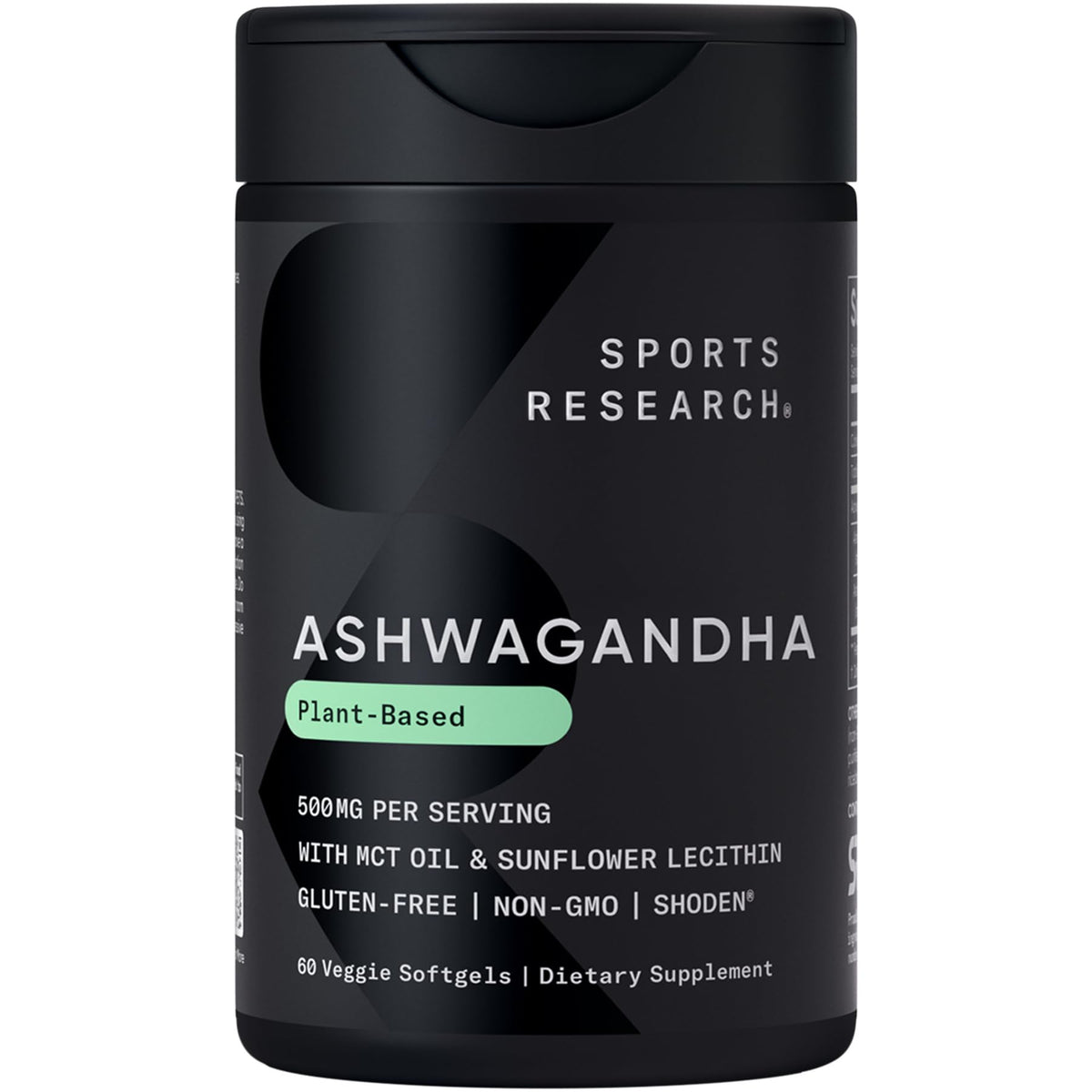 Sports Research envase frontal mostrando ashwagandha y beneficios de absorción