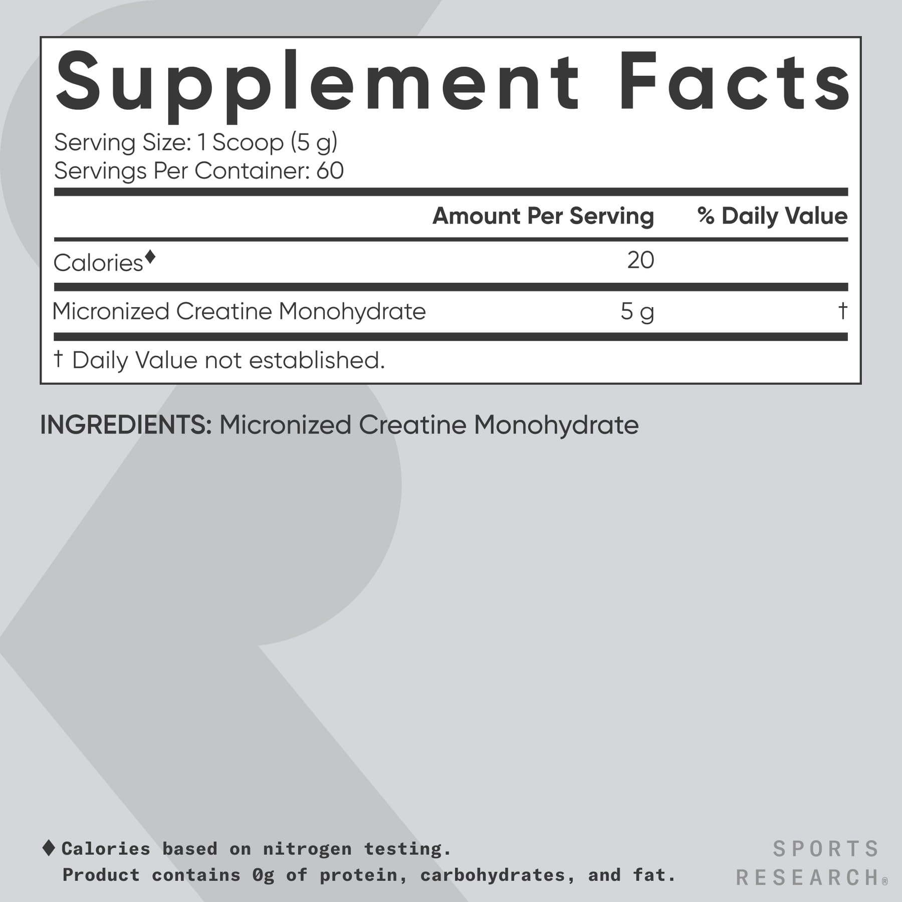 Sports Research etiqueta nutricional y certificaciones Non-GMO e Informed Sport