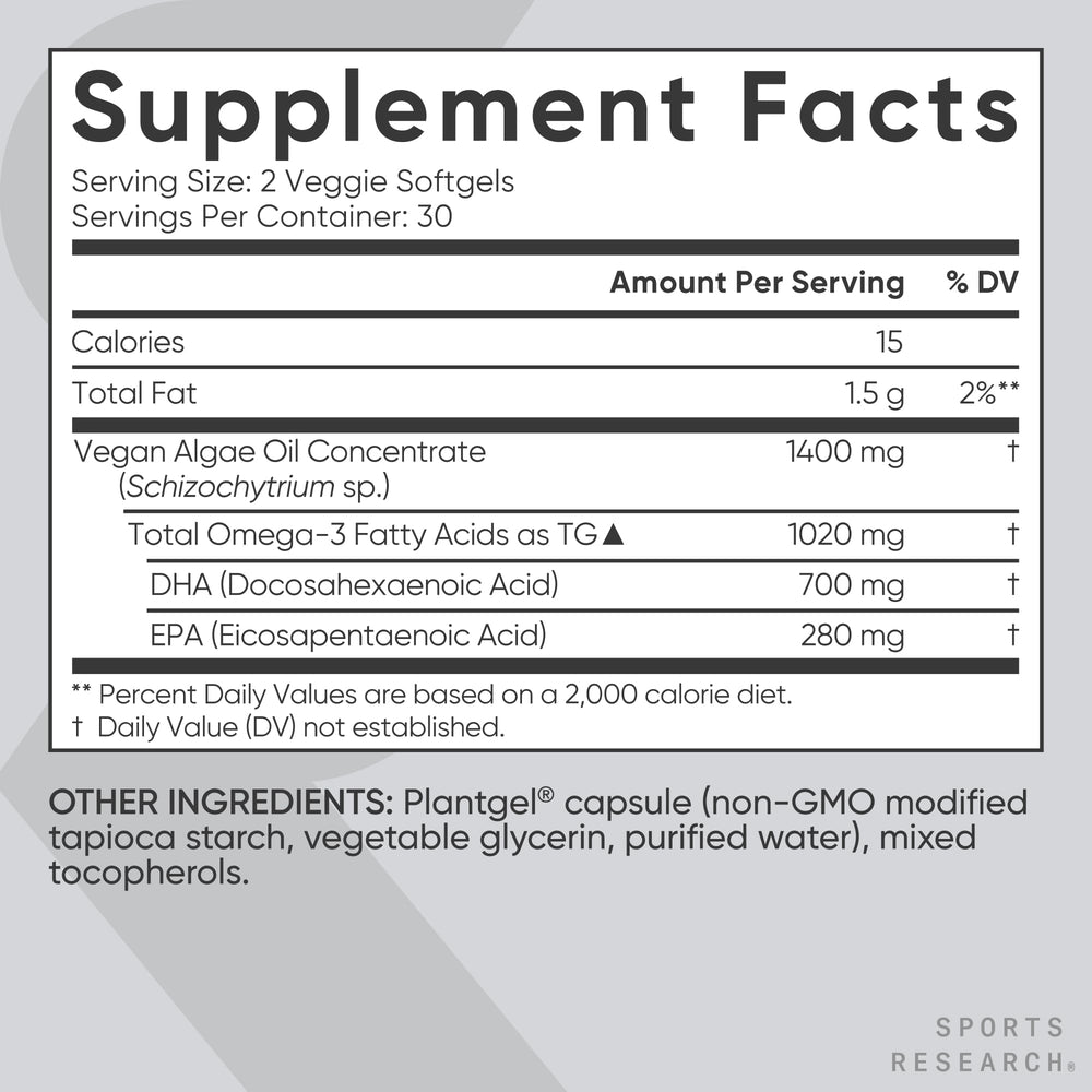 Sports Research etiqueta con certificaciones veganas y pruebas externas