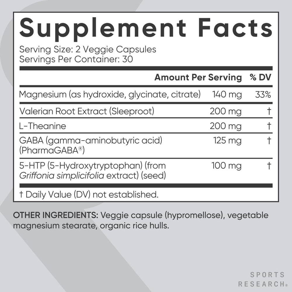 Sports Research etiqueta con lista de ingredientes y pruebas de calidad