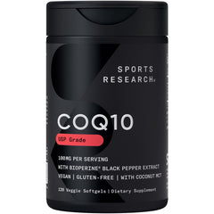 Sports Research frasco frontal mostrando etiqueta y cantidad 120 cápsulas
