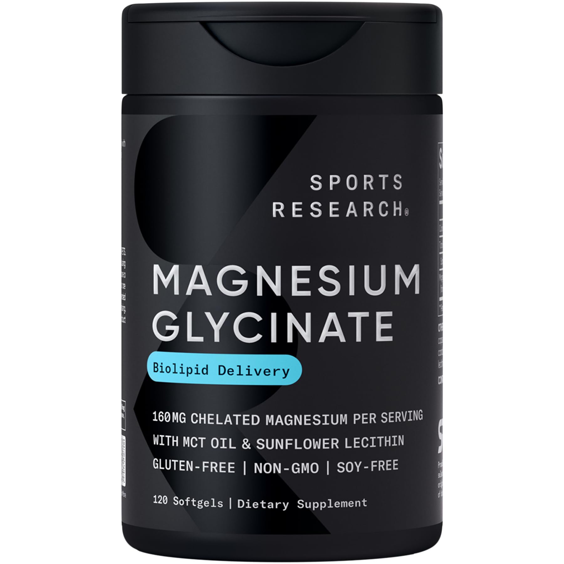 Sports Research envase frontal mostrando 120 softgels y etiqueta clara beneficio de absorción
