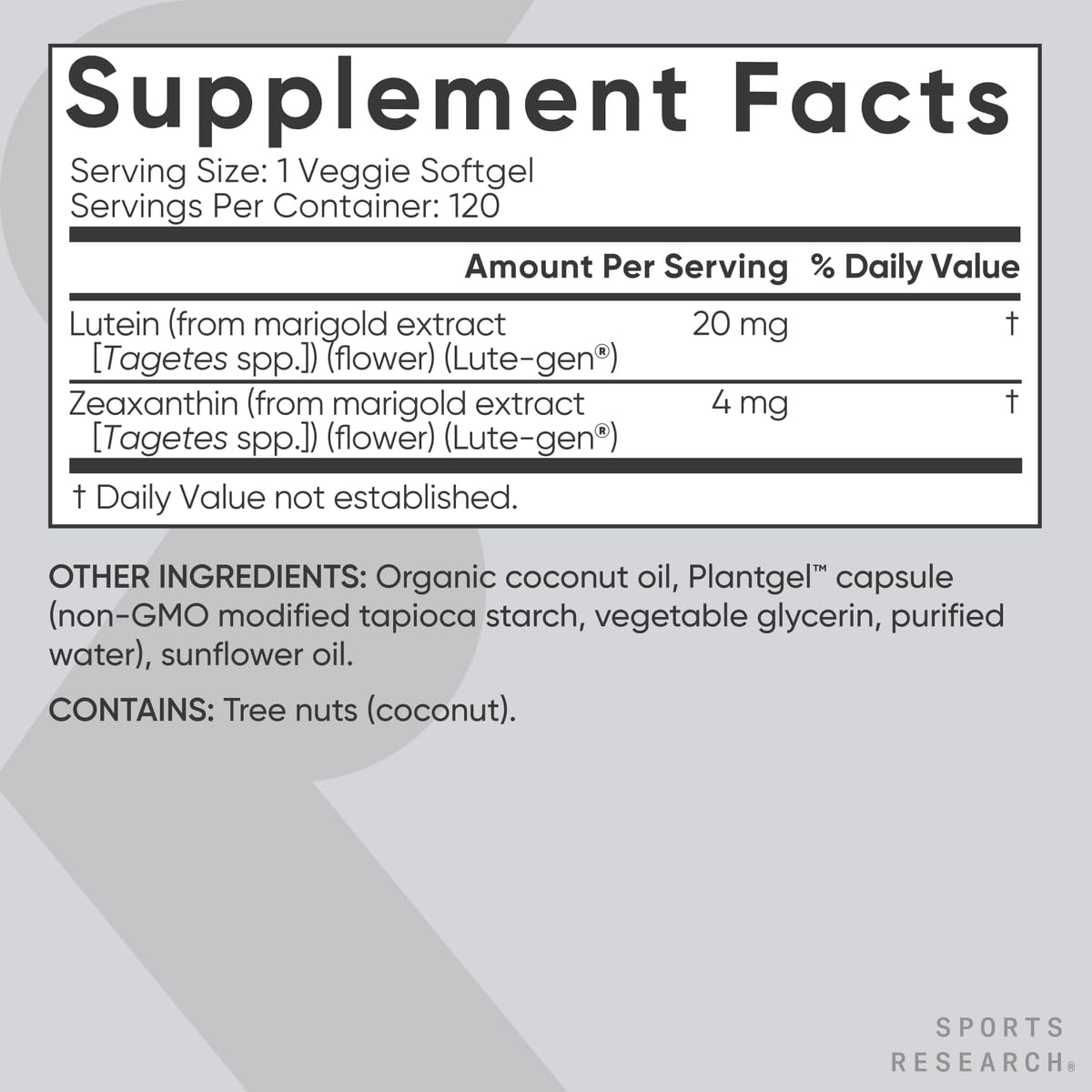 Sports Research marigold flowers used for Lute-Gen source emphasizing natural origin