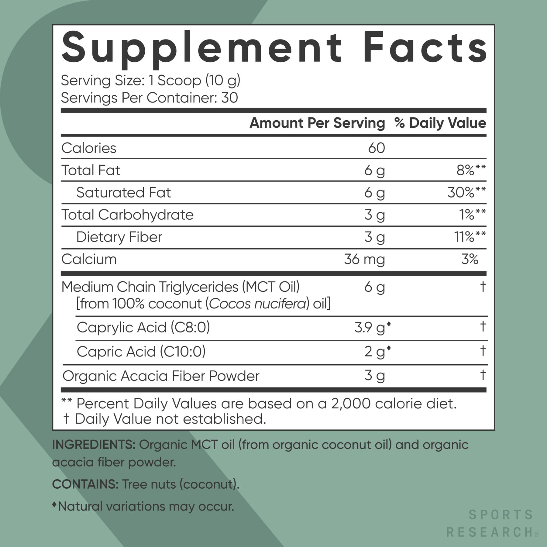 Sports Research MCT powder mixed in smoothie bottle, portable energy on the go