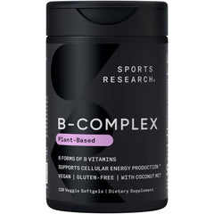 Sports Research frasco frontal mostrando 120 Plantgels y beneficios claros