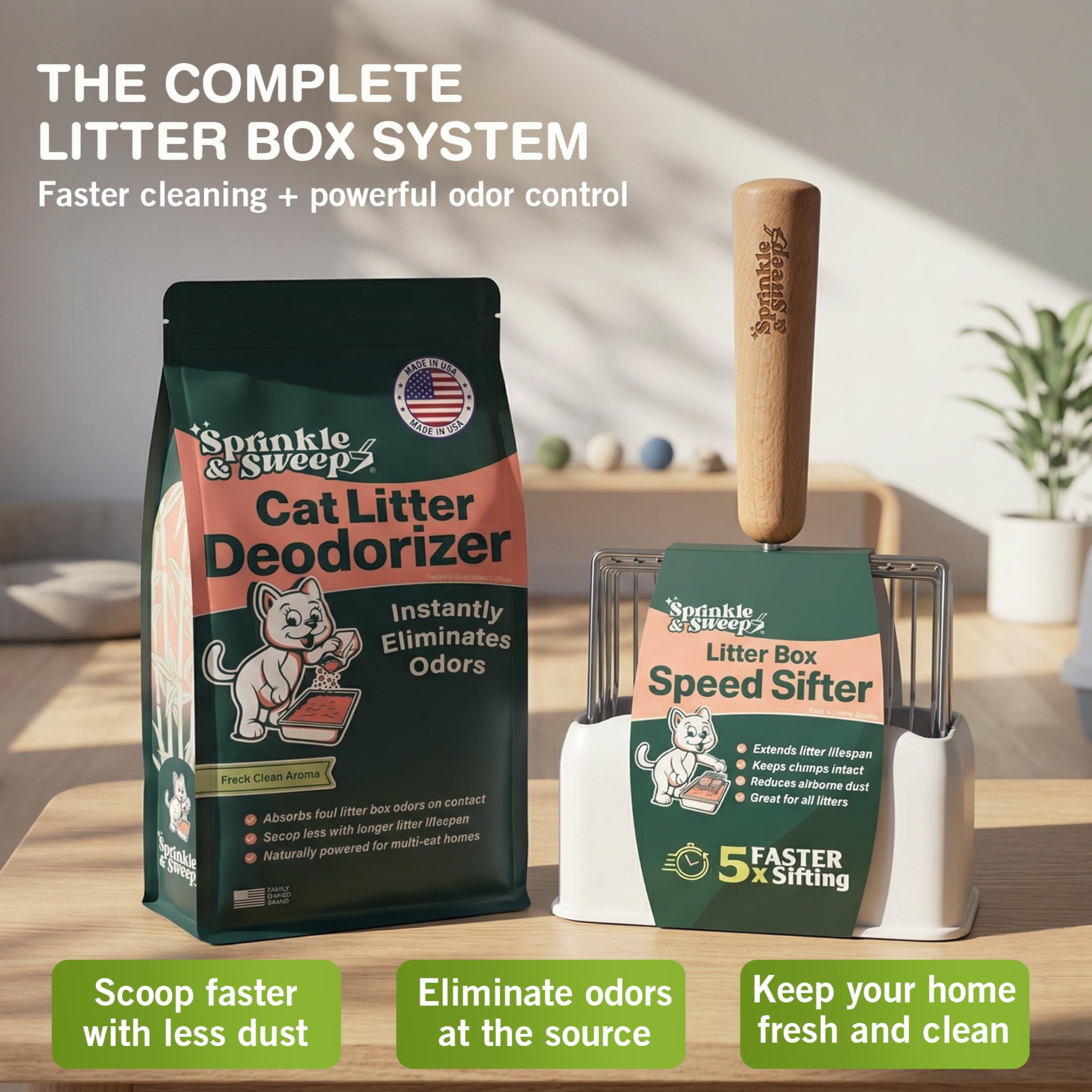 Sprinkle & Sweep primer plano de acero inoxidable fácil de limpiar y duradero