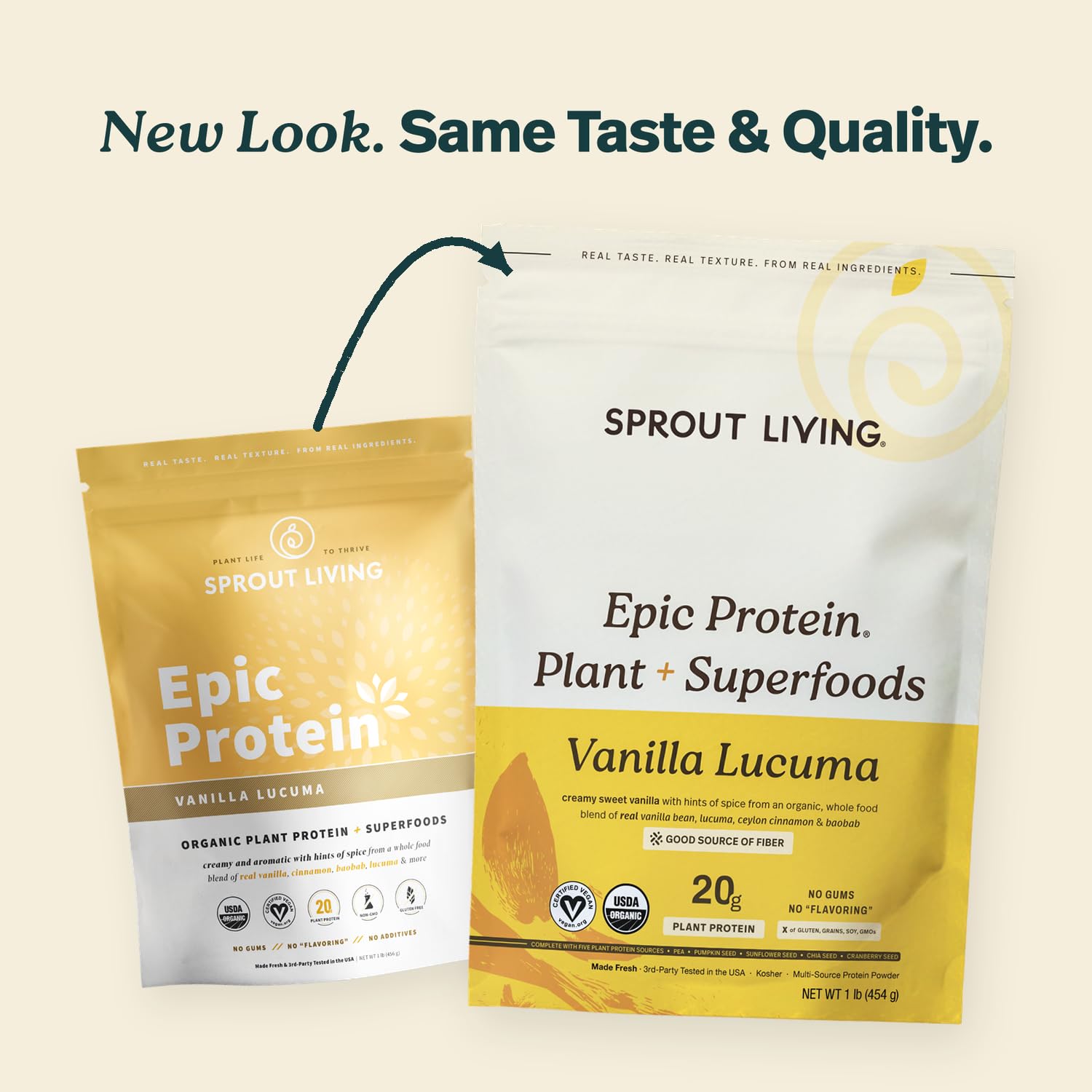Sprout Living polvo en primer plano con textura cremosa y sin grumos